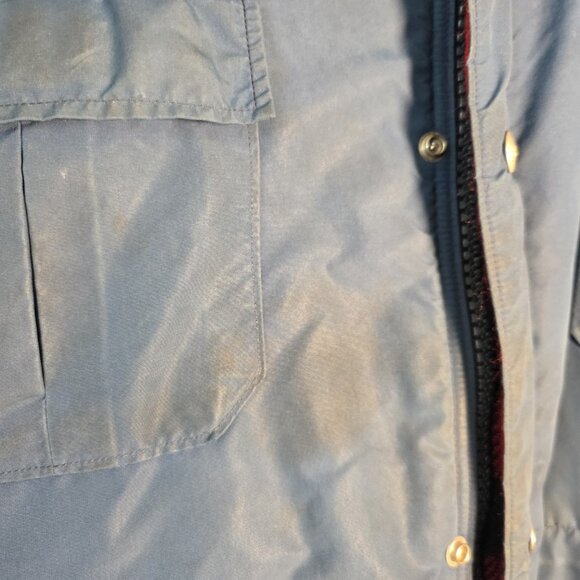L.L. Bean Baxter State Parka VTG 90s Wool Buffalo Plaid Lined Blue Jacket Large - Picture 9 of 16